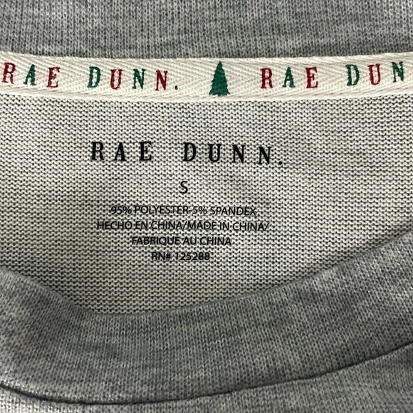 Rae Dunn Believe Christmas Crewneck Sweater Top Size Small Gray Red Soft - Picture 6 of 10